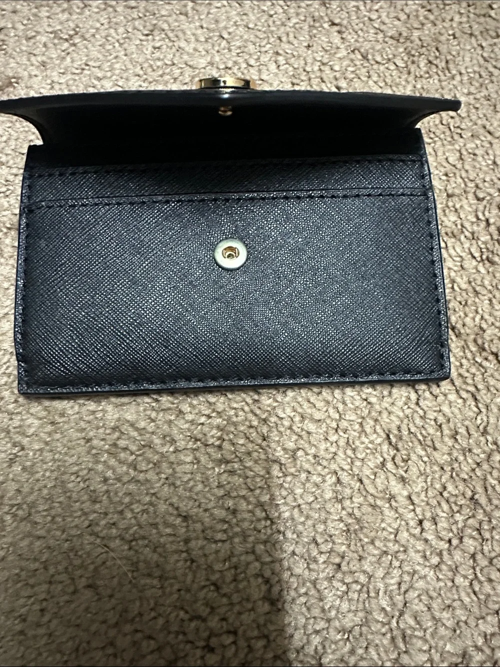 Michael Kors Black Saffiano Leather Card Case with Gold Logo